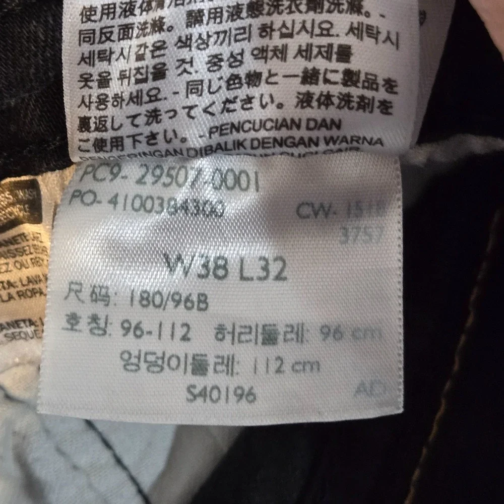 Levi 502 Jeans Mens Tag 38x32 (‎ Meas 36x28) Black Dark Wash Denim Pants Tapered